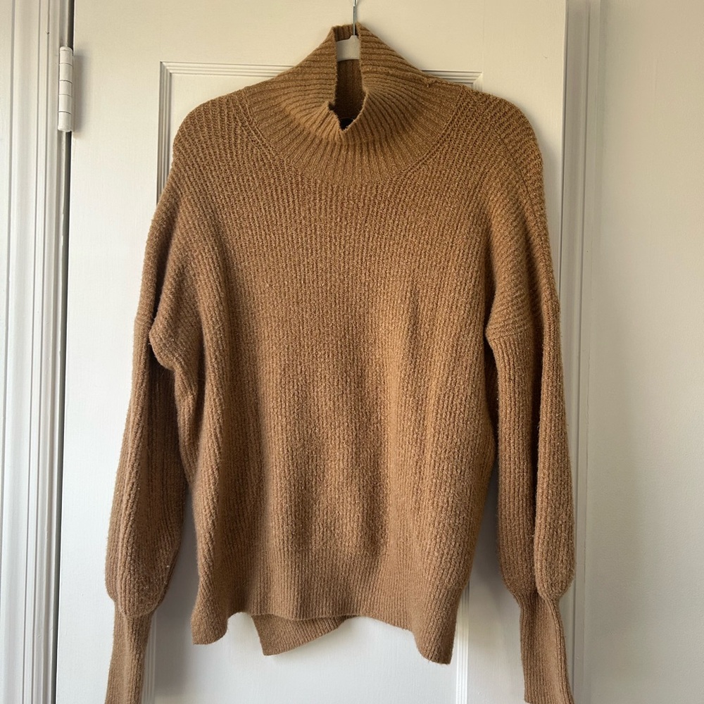French Connection Camel Ribbed Knit Turtleneck Size L